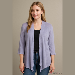 Eileen Fisher Lavender Hemp Knit Cardigan Medium
